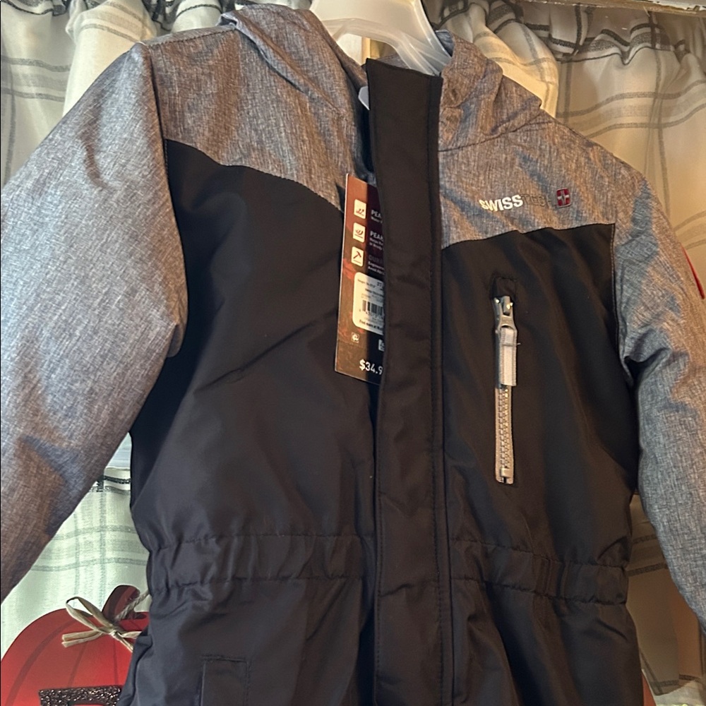 Kids Black and Gray one piece snowsuit